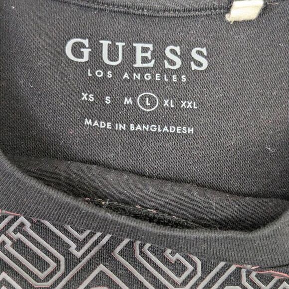 Guess Men’s Large Black Grey Signature Logo Short Sleeve T-Shirt Crewneck - Picture 5 of 5